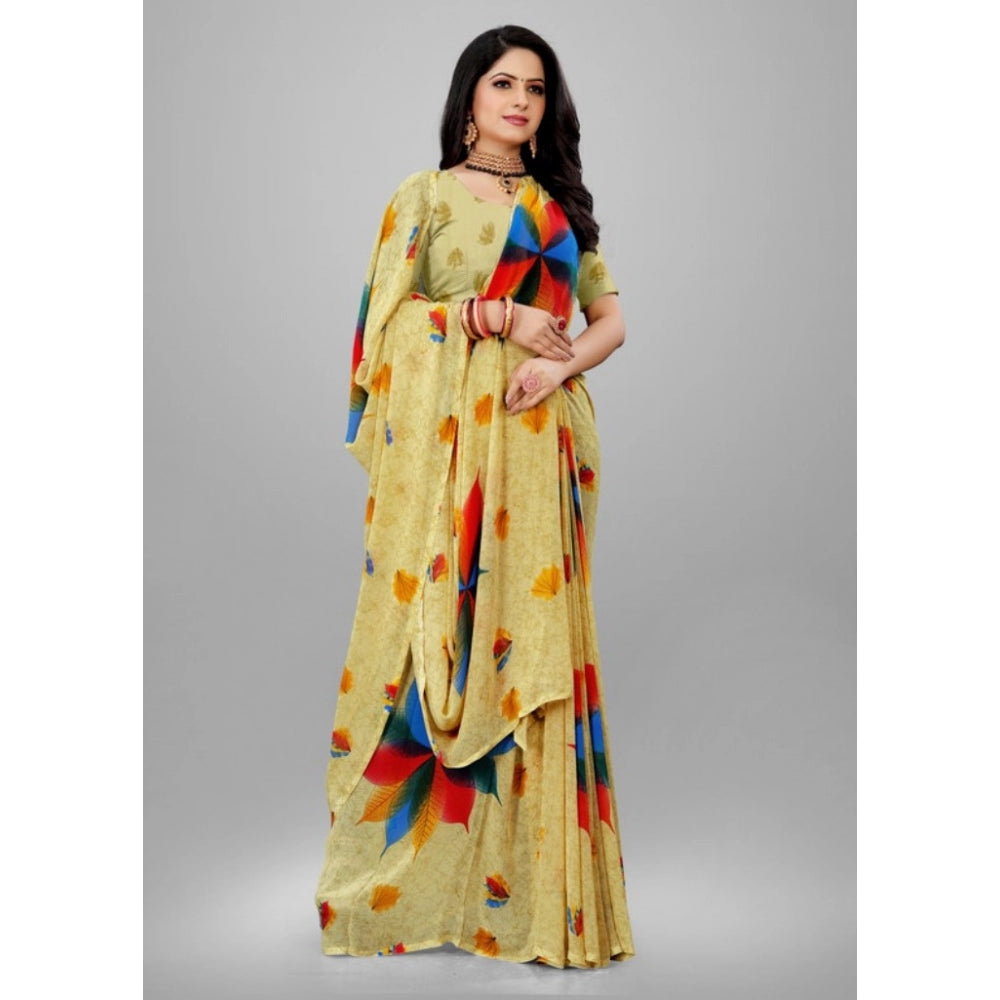 Twinkling Georgette Printed Saree With Blouse Piece