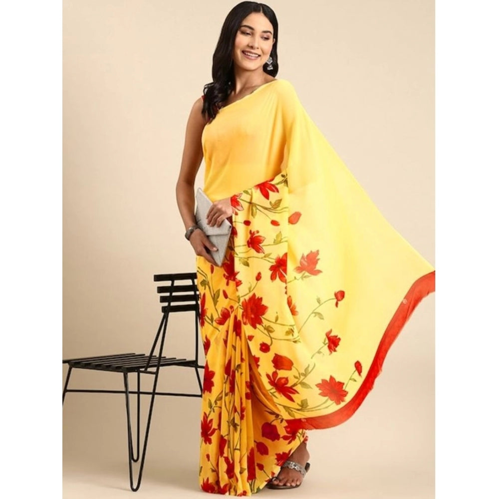 Twinkling Georgette Printed Saree With Blouse Piece