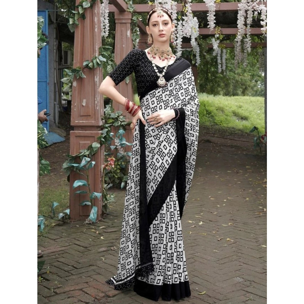 Twinkling Georgette Printed Saree With Blouse Piece