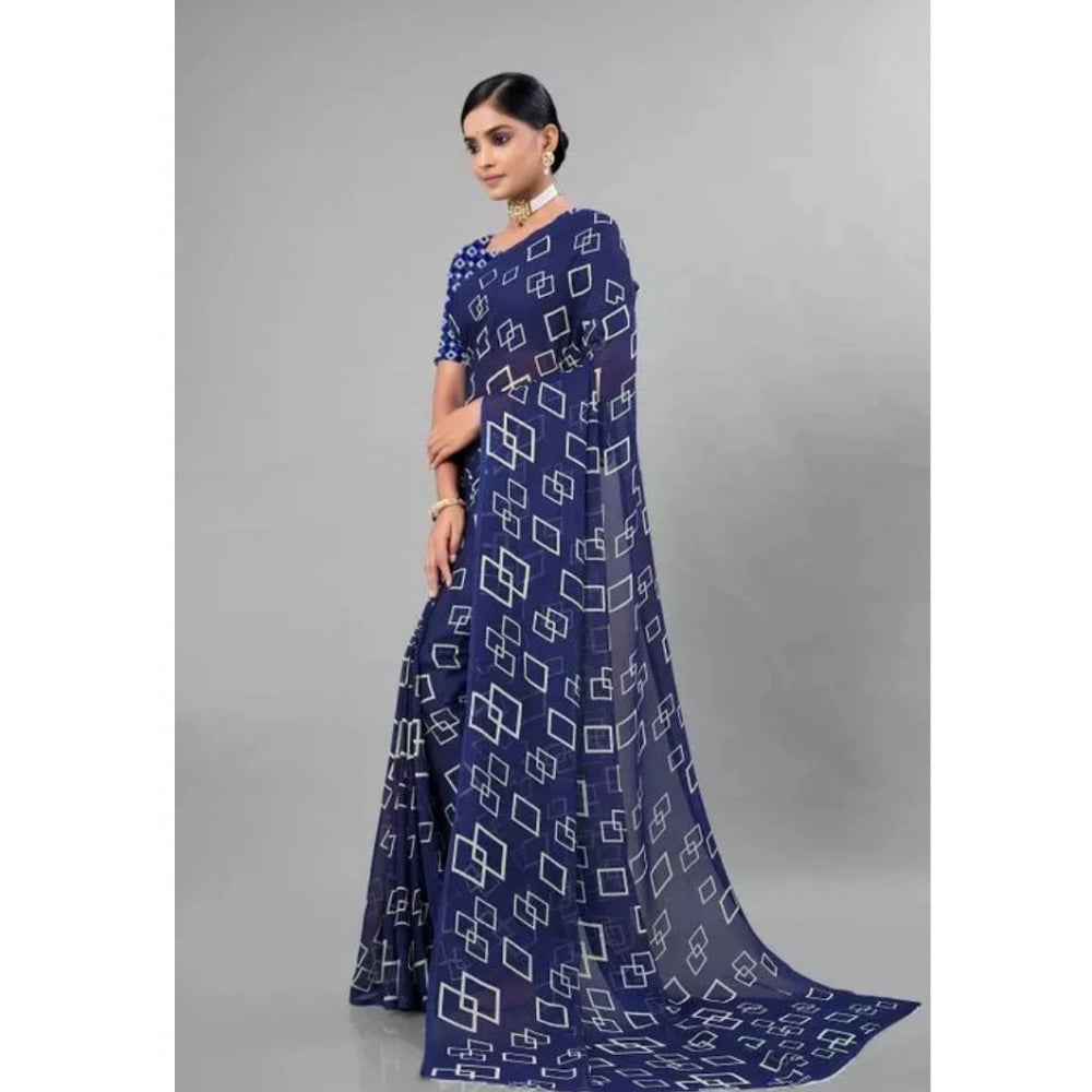 Classic Georgette Printed Saree With Blouse Piece