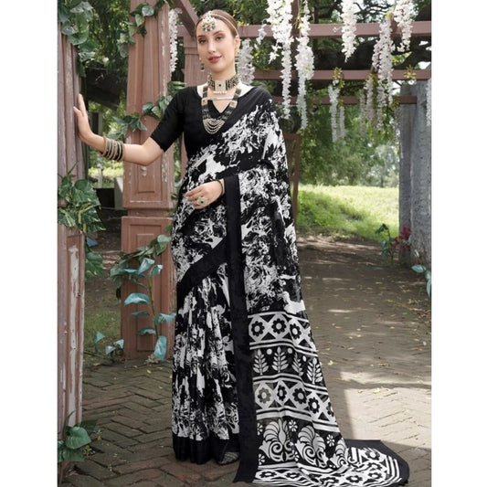 Twinkling Georgette Printed Saree With Blouse Piece