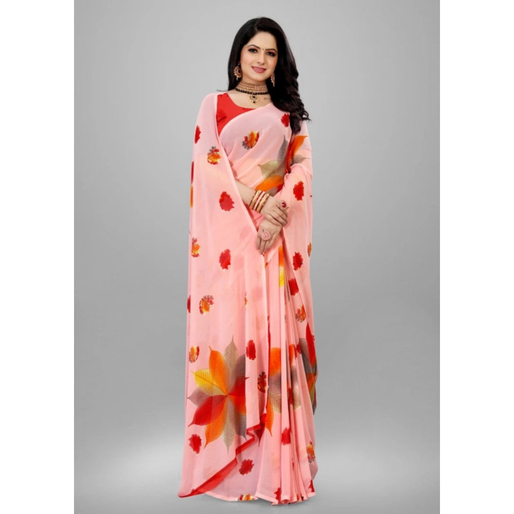 Twinkling Georgette Printed Saree With Blouse Piece