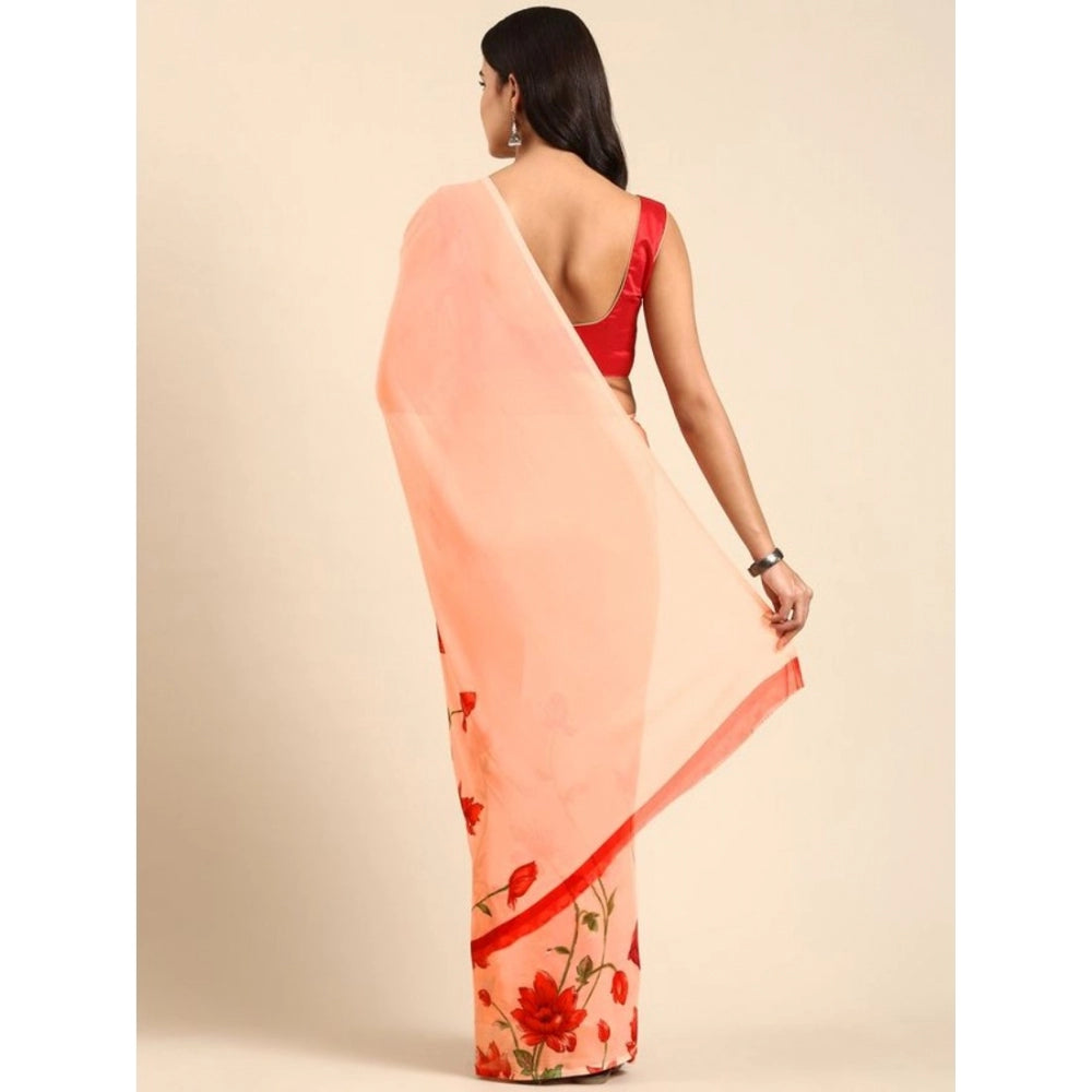 Twinkling Georgette Printed Saree With Blouse Piece