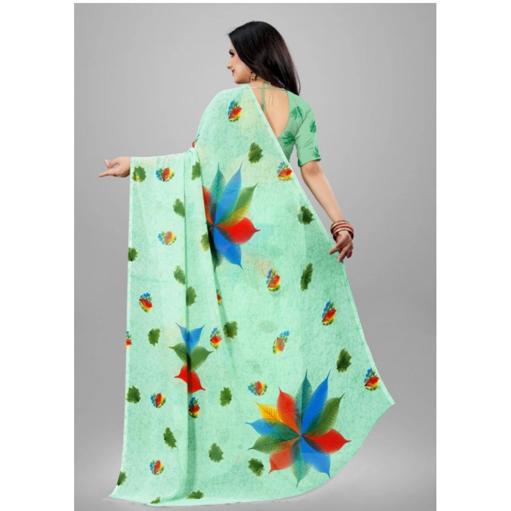 Twinkling Georgette Printed Saree With Blouse Piece