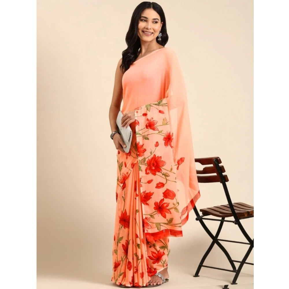 Twinkling Georgette Printed Saree With Blouse Piece