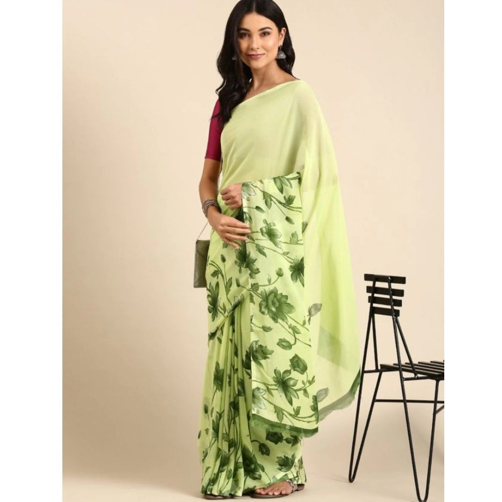 Twinkling Georgette Printed Saree With Blouse Piece