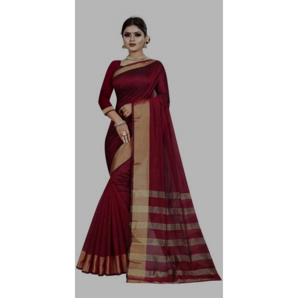 Unique Cotton Woven Saree With Blouse Piece