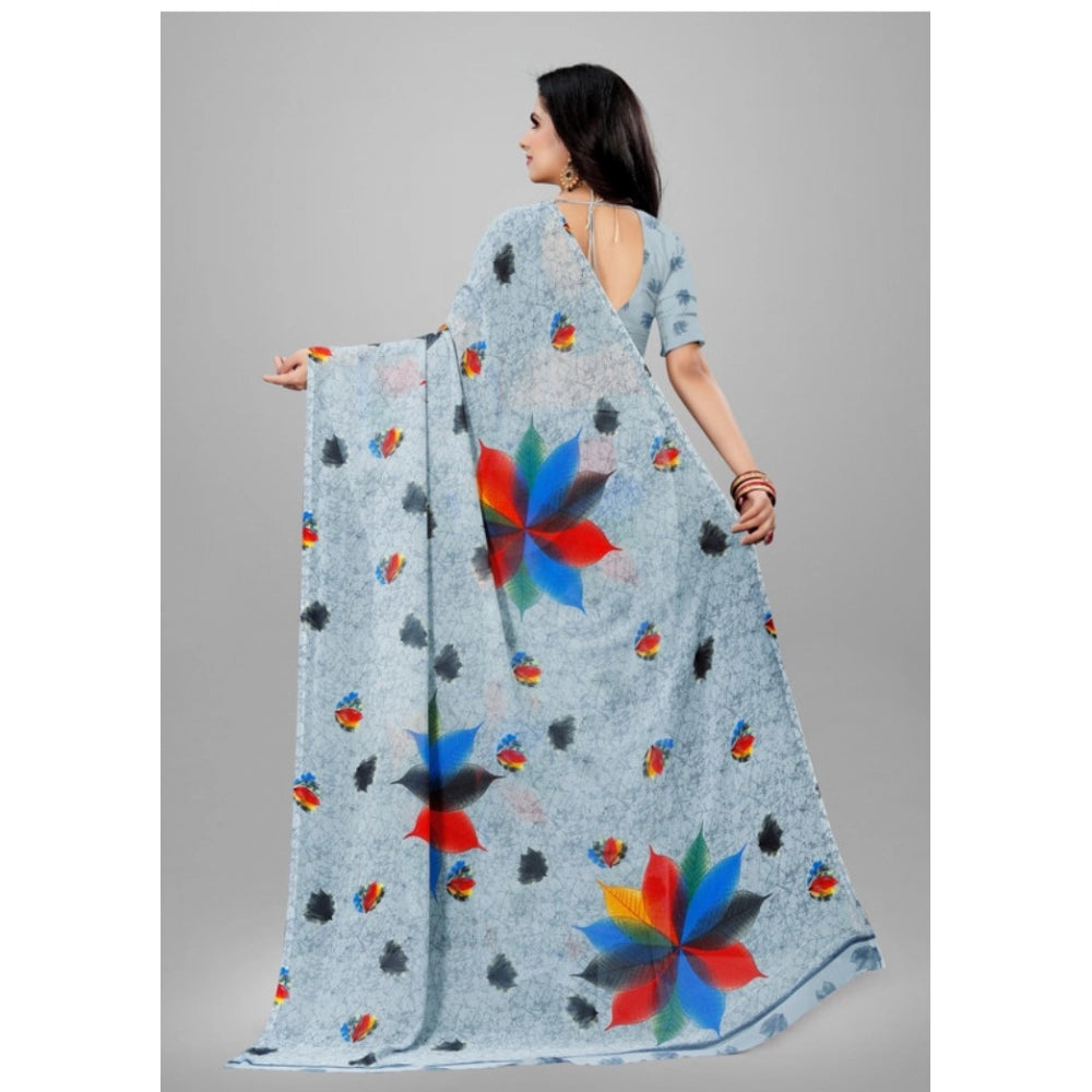 Twinkling Georgette Printed Saree With Blouse Piece