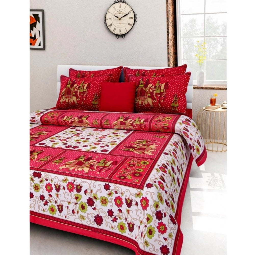 Alluring Cotton Printed Queen Size Bedsheet With 2 Pillow Covers