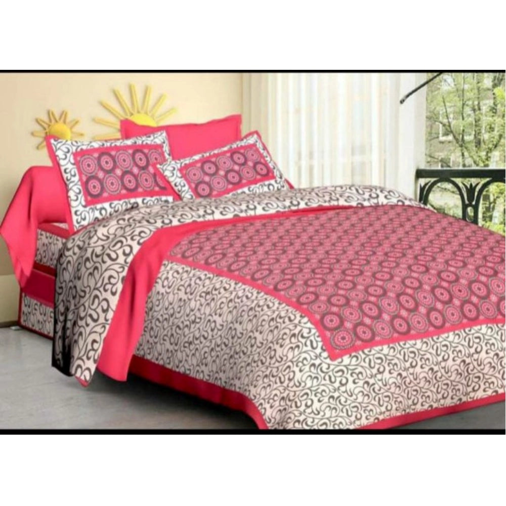 Alluring Cotton Printed Queen Size Bedsheet With 2 Pillow Covers