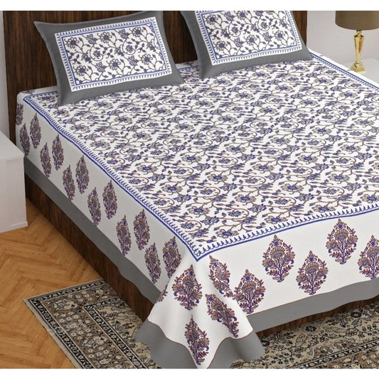 Alluring Cotton Printed Queen Size Bedsheet With 2 Pillow Covers