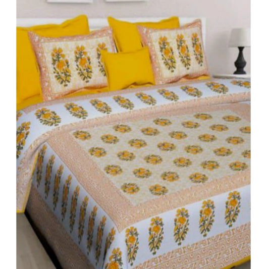 Sensational Cotton Printed Queen Size Bedsheet With 2 Pillow Covers