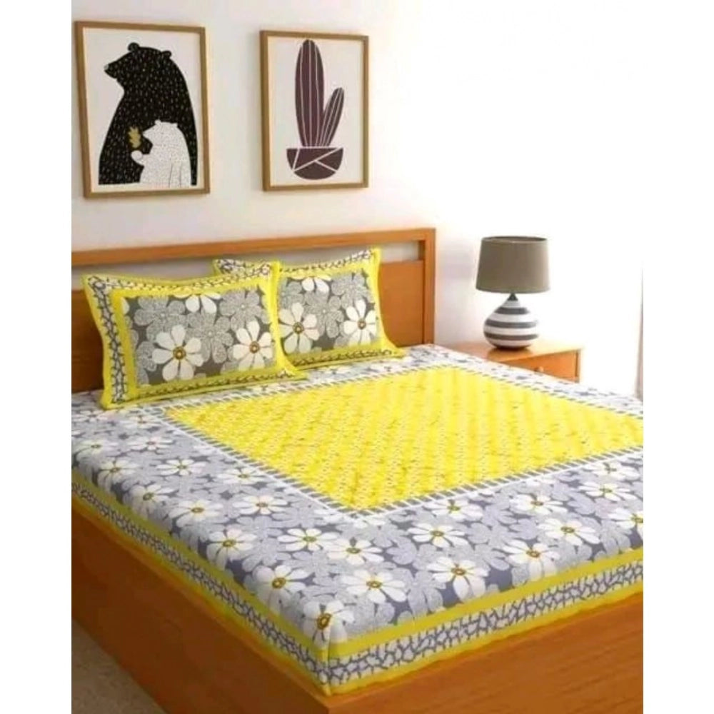 Sensational Cotton Printed Queen Size Bedsheet With 2 Pillow Covers