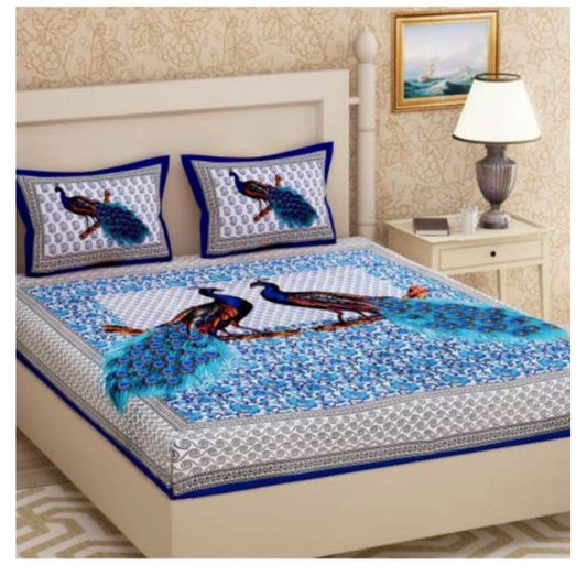 Sensational Cotton Printed Queen Size Bedsheet With 2 Pillow Covers