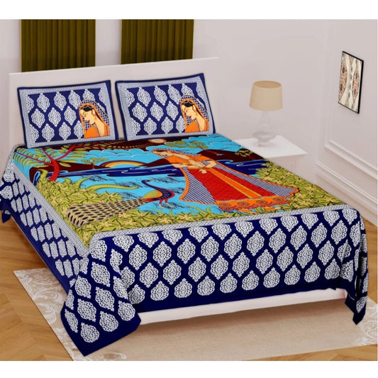 Sensational Cotton Printed Queen Size Bedsheet With 2 Pillow Covers