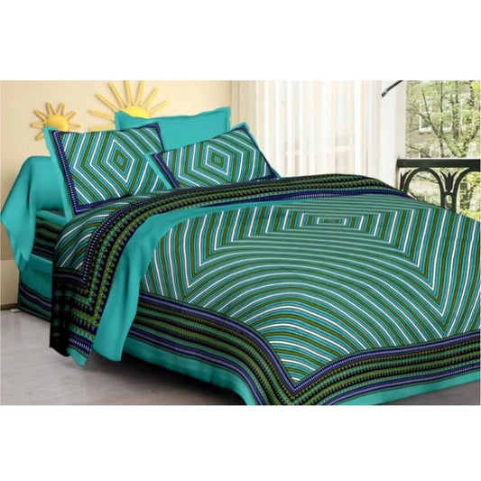 Alluring Cotton Printed Queen Size Bedsheet With 2 Pillow Covers