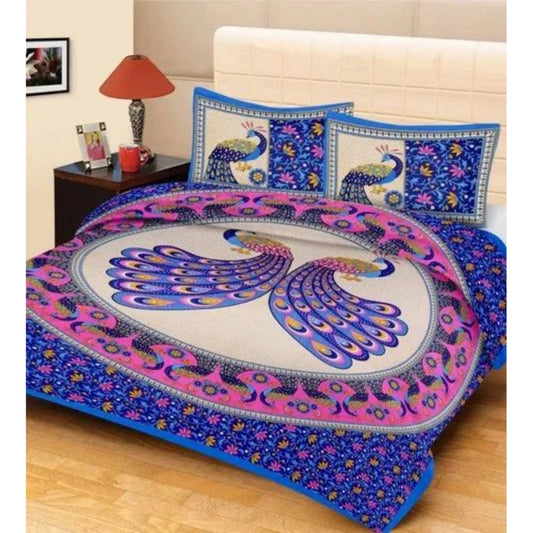 Sensational Cotton Printed Queen Size Bedsheet With 2 Pillow Covers