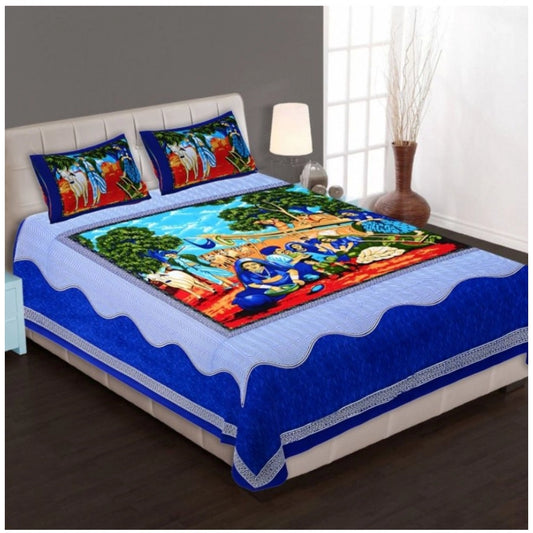 Sensational Cotton Printed Queen Size Bedsheet With 2 Pillow Covers