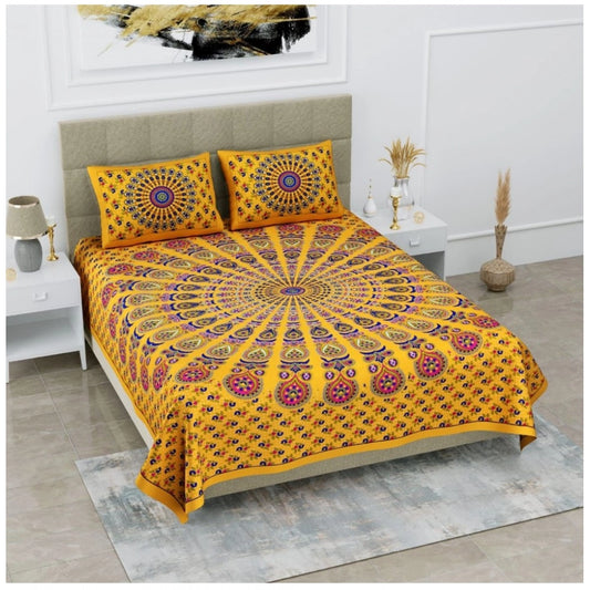 Sensational Cotton Printed Queen Size Bedsheet With 2 Pillow Covers