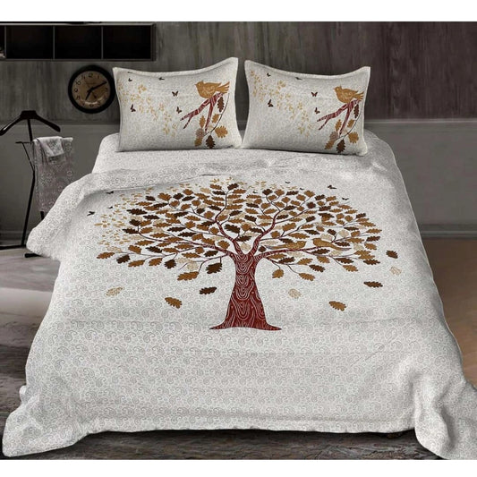 Alluring Cotton Printed Queen Size Bedsheet With 2 Pillow Covers