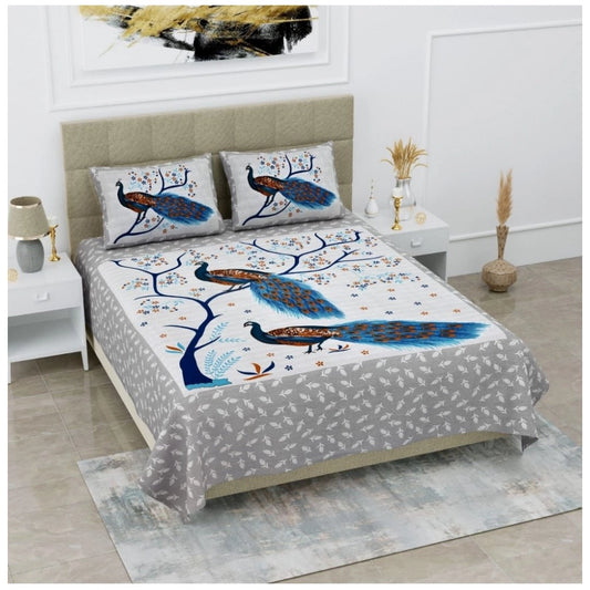 Alluring Cotton Printed Queen Size Bedsheet With 2 Pillow Covers