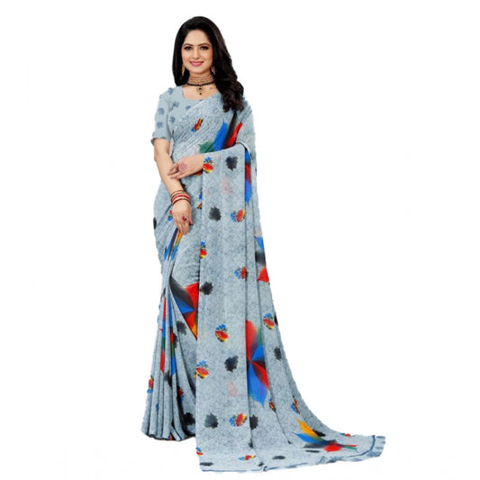 Twinkling Georgette Printed Saree With Blouse Piece