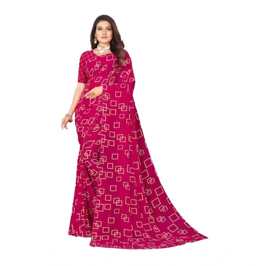 Classic Georgette Printed Saree With Blouse Piece