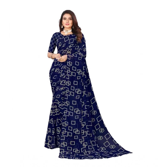 Classic Georgette Printed Saree With Blouse Piece