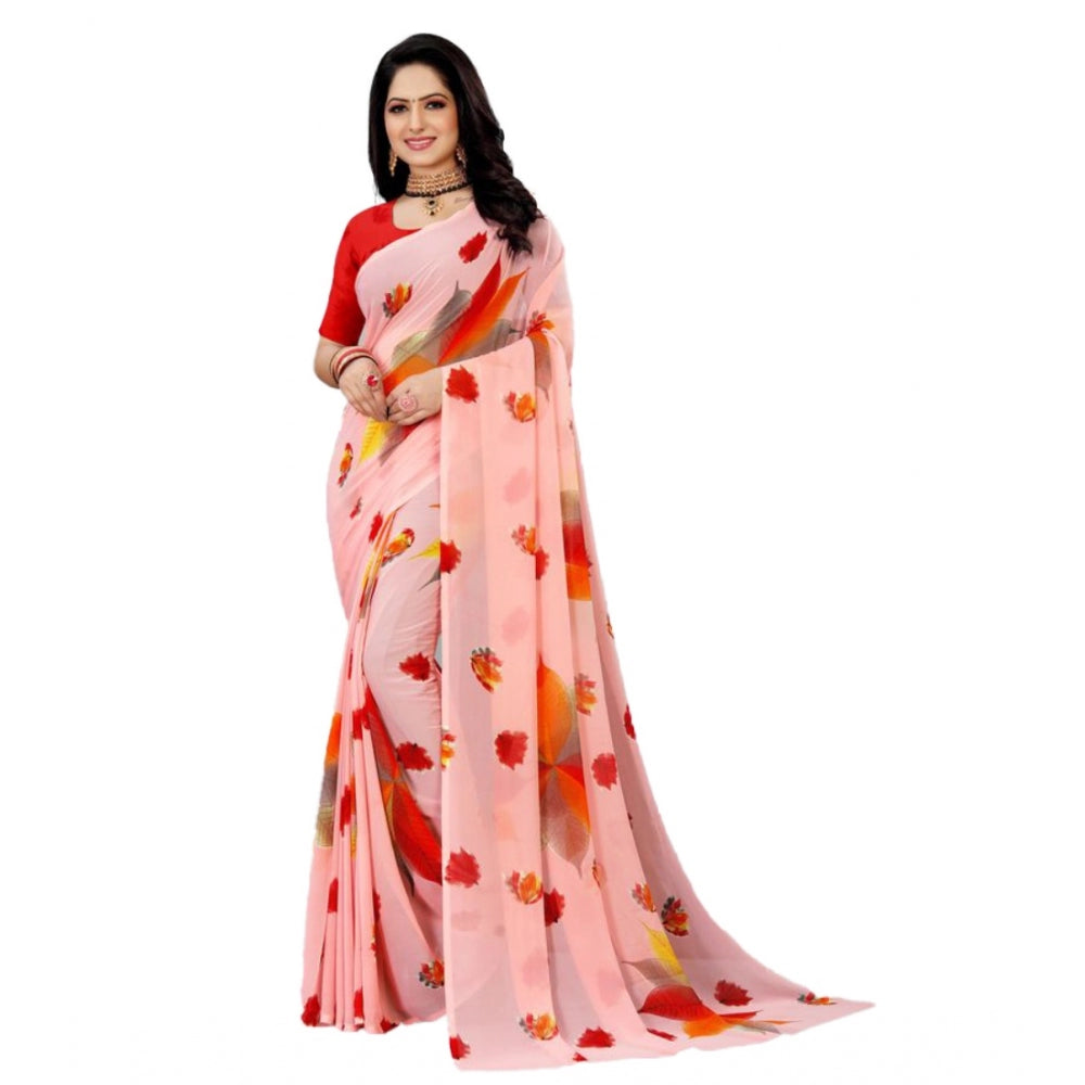 Twinkling Georgette Printed Saree With Blouse Piece