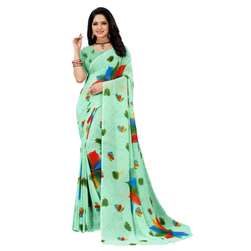 Twinkling Georgette Printed Saree With Blouse Piece