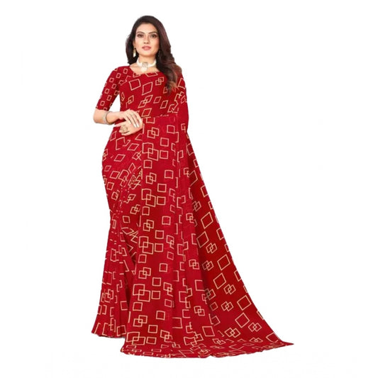 Classic Georgette Printed Saree With Blouse Piece