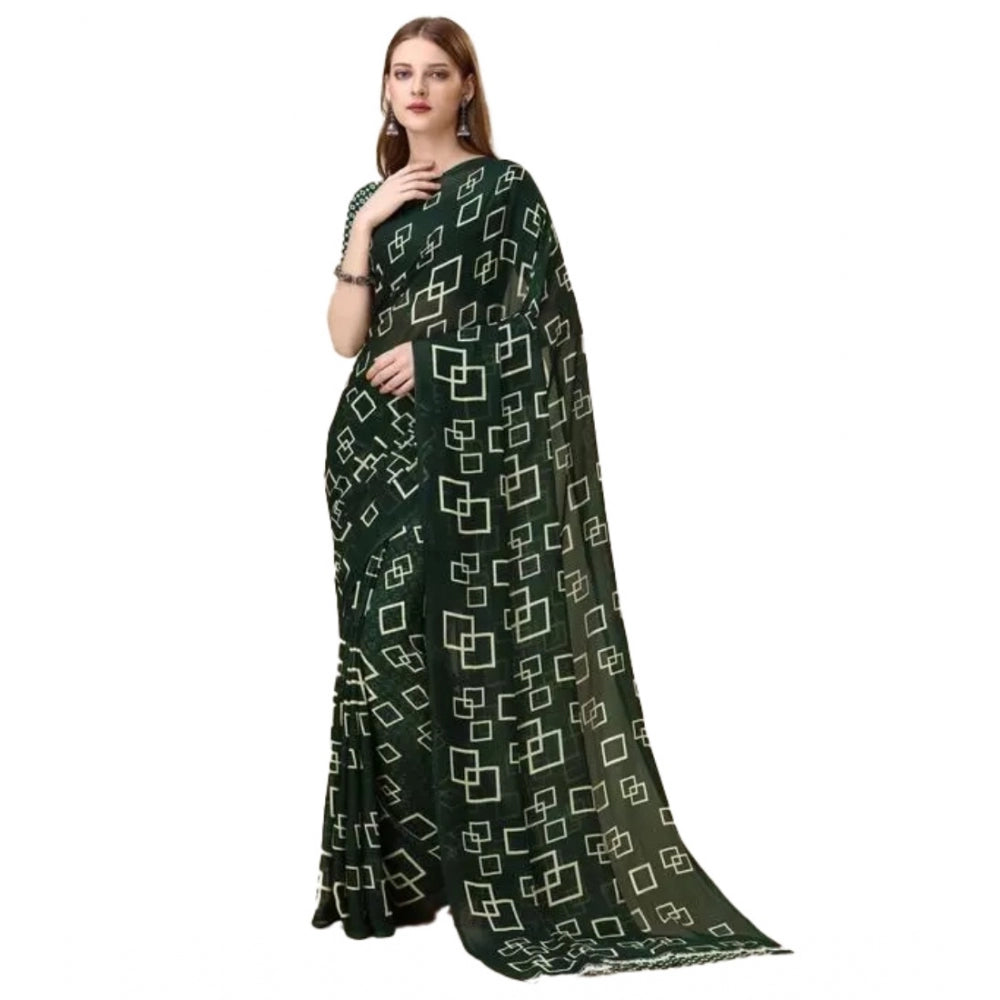 Classic Georgette Printed Saree With Blouse Piece