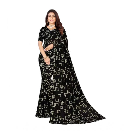 Classic Georgette Printed Saree With Blouse Piece