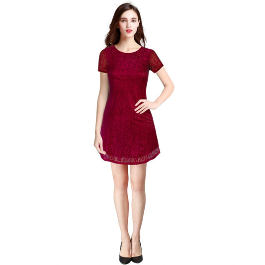 Urbane Women's Rasal Solid Round Neck Cap Sleeve Dress