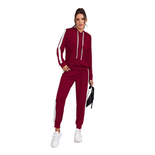 Unique Women's Knitting strachable Solid Hooded Neck Full Sleeve Track Suit