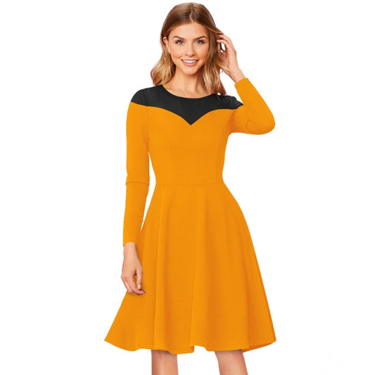 Fashionista Women's Knitting strachable Solid Round Neck Full Sleeve Dress