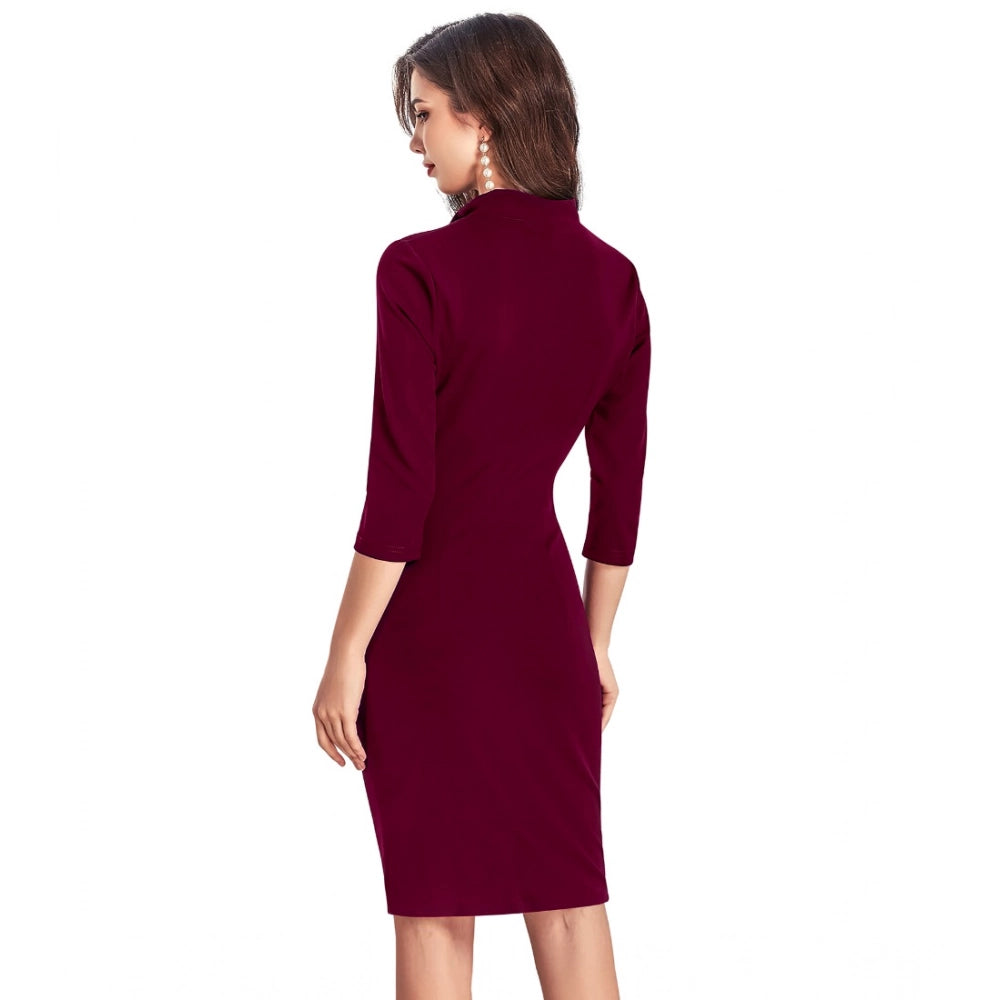 Sassy Women's Knitting strachable Solid Round Neck Dress