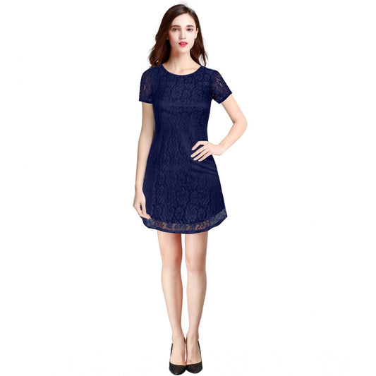 Urbane Women's Rasal Solid Round Neck Cap Sleeve Dress