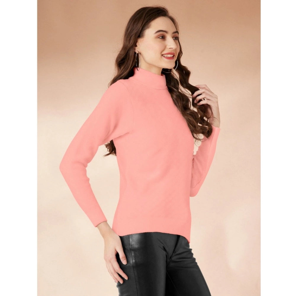 Jaunty Women's Polyester Solid High Neck Full Sleeve T Shirt