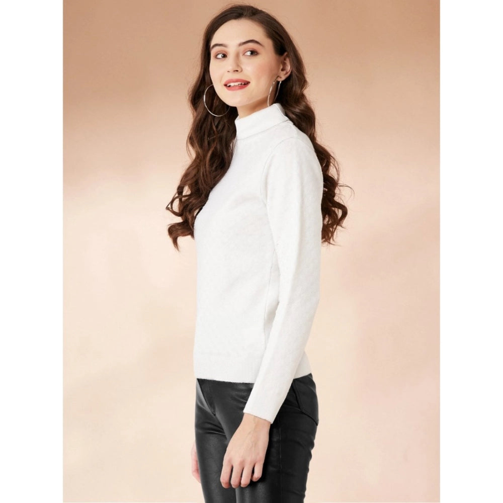 Jaunty Women's Polyester Solid High Neck Full Sleeve T Shirt