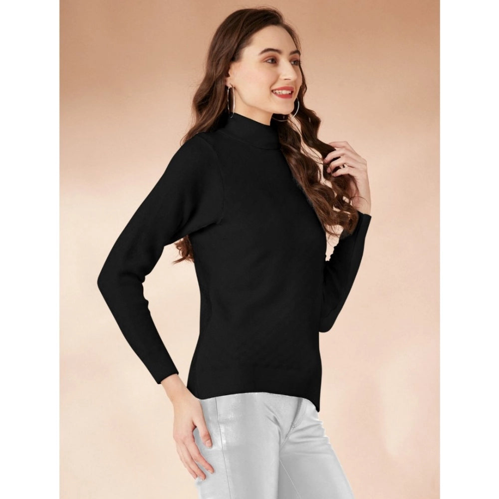 Jaunty Women's Polyester Solid High Neck Full Sleeve T Shirt