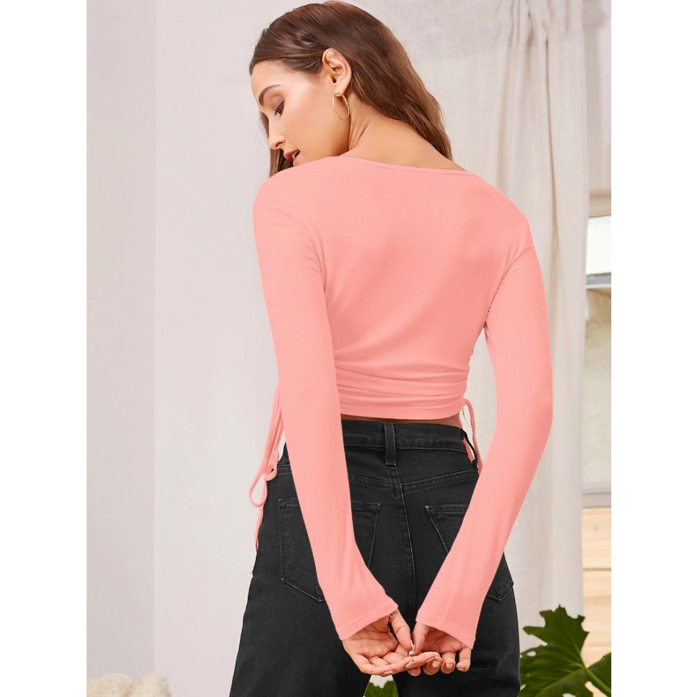 Jaunty Women's Polyester Solid Round Neck Full Sleeve Top