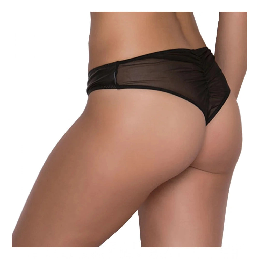 Fancy Women's Pack Of 2 Polyester Spandex Solid Thong Panty