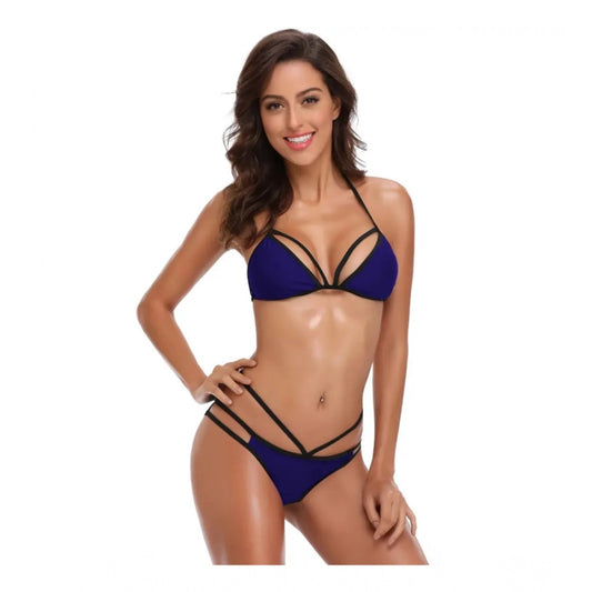 Versatile Women's Polyester Spandex Solid Brazilian Bikini Set