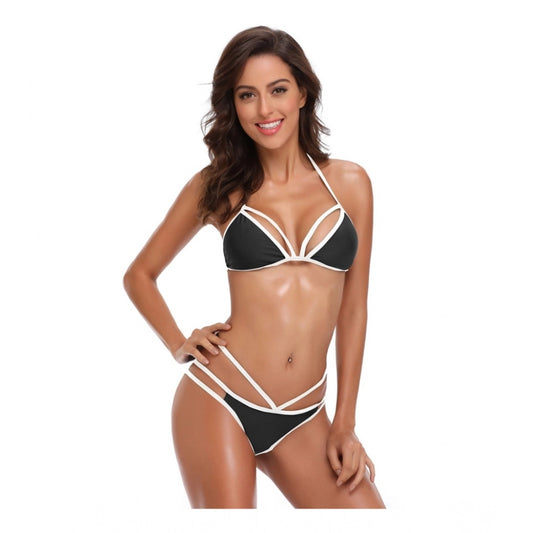 Versatile Women's Polyester Spandex Solid Brazilian Bikini Set