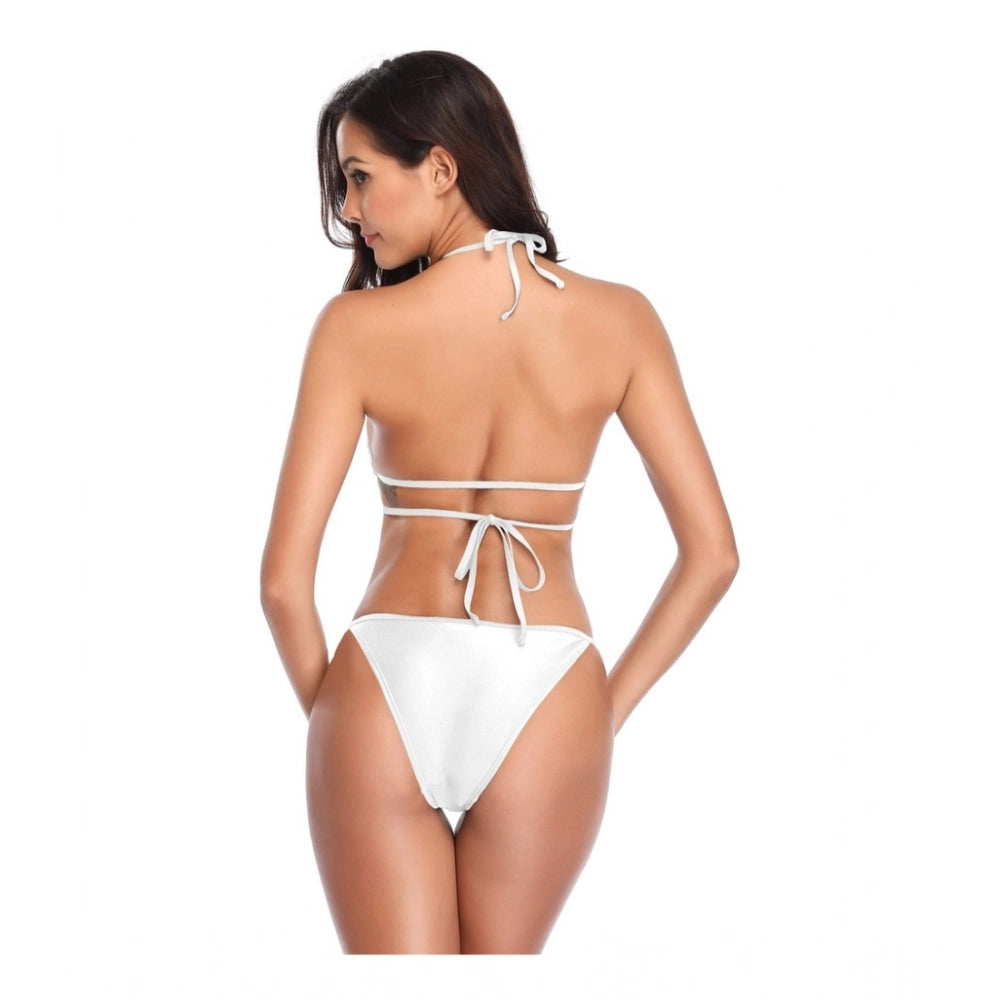 Versatile Women's Polyester Spandex Solid Crisscross Bikini Set