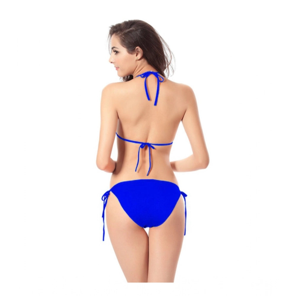 Alluring Women's Polyester Spandex Solid Regular Bikini Set