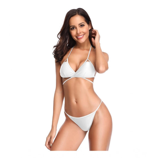 Versatile Women's Polyester Spandex Solid Crisscross Bikini Set