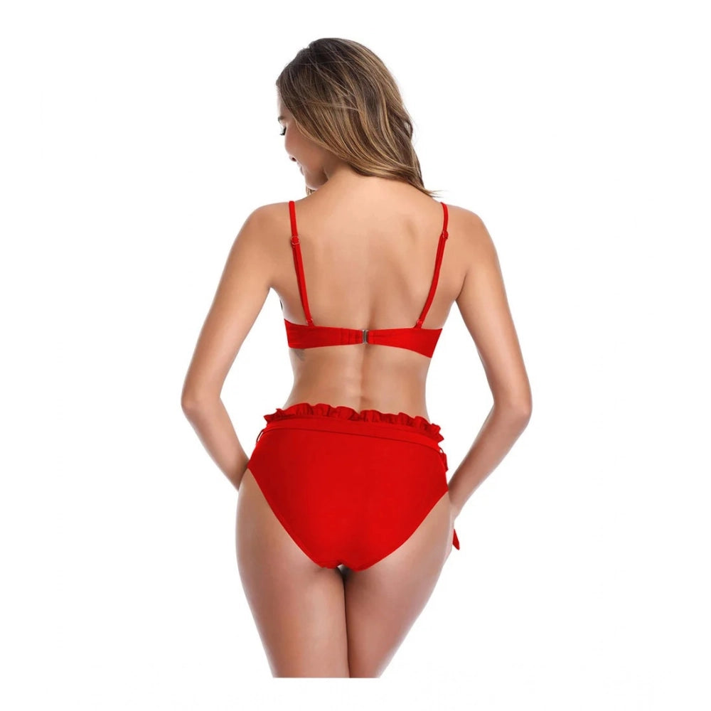 Stylish Women's Polyester Spandex Solid Mini Bikini Set