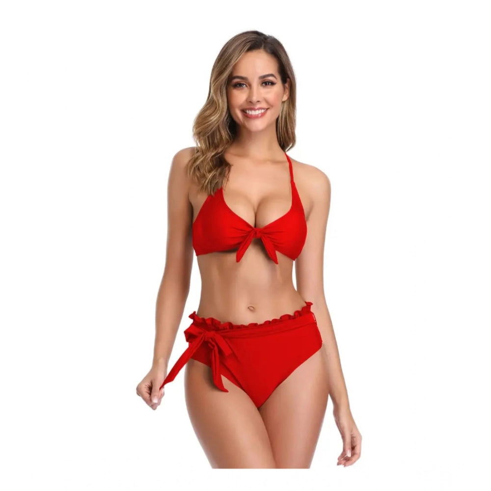 Stylish Women's Polyester Spandex Solid Mini Bikini Set